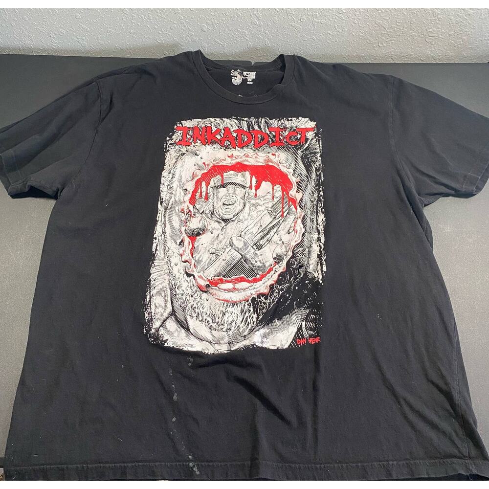 Black Ink Addict Streetwear T shirt short sleeve Red White Dan Henk Gun Gore
